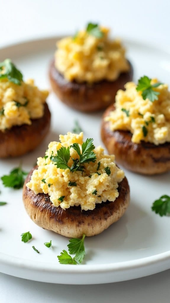 baked mushrooms topped feta