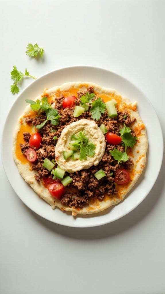 beef filled pita with hummus