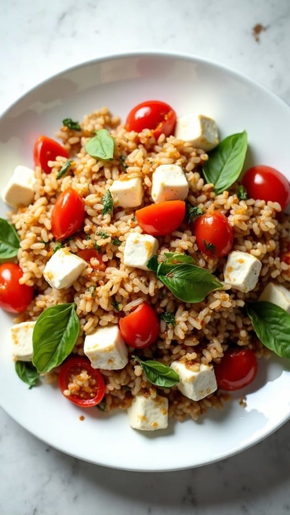 caprese inspired brown rice salad