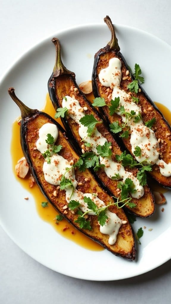 eggplant topped with almond sauce