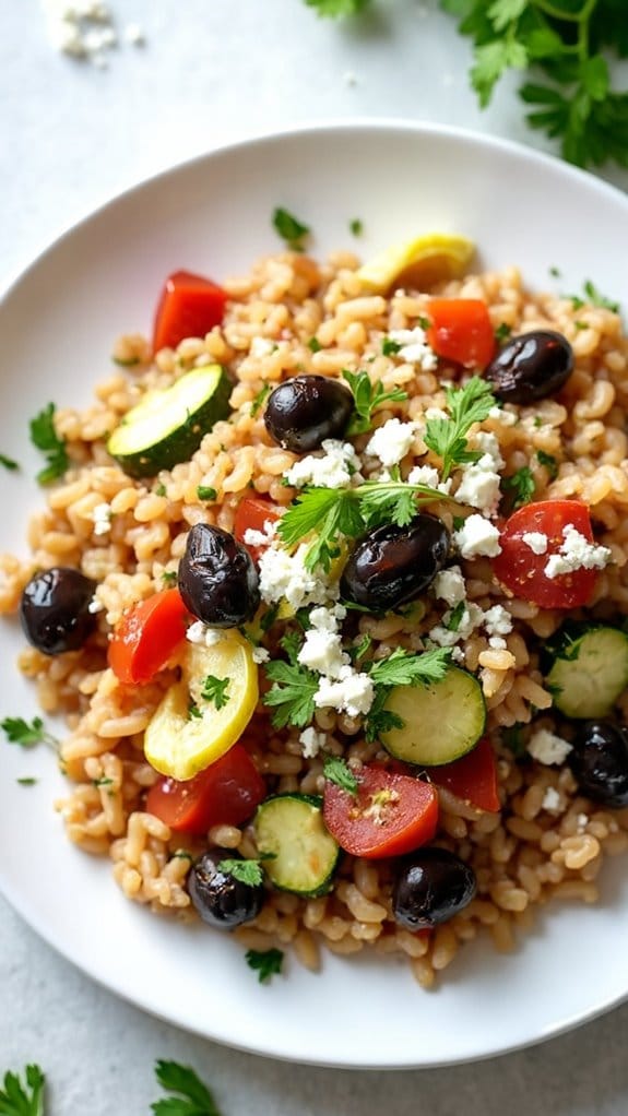 greek brown rice dish