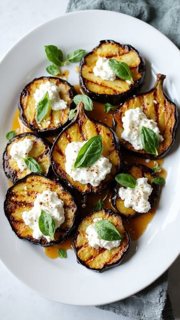 grilled eggplant topped ricotta