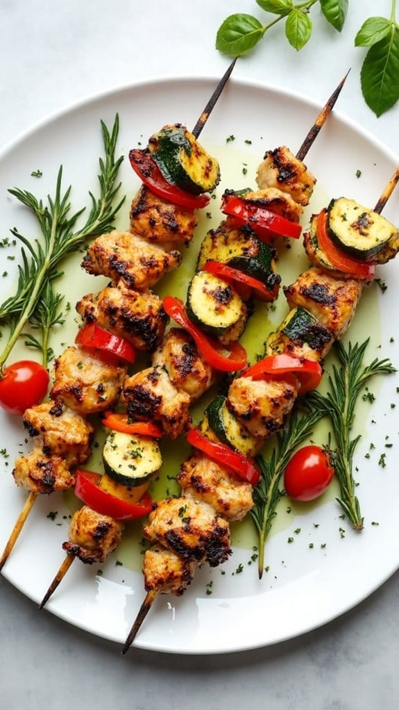 grilled marinated chicken skewers