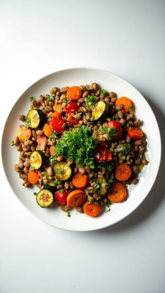 healthy roasted lentil salad