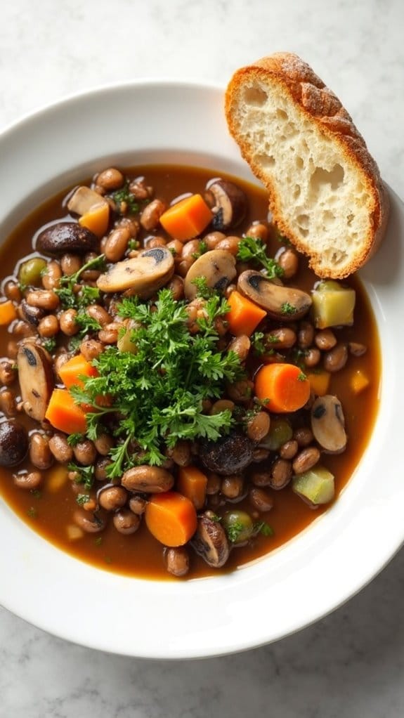 hearty mushroom lentil soup