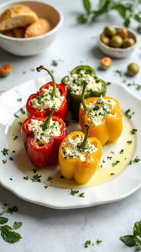 herb filled ricotta peppers