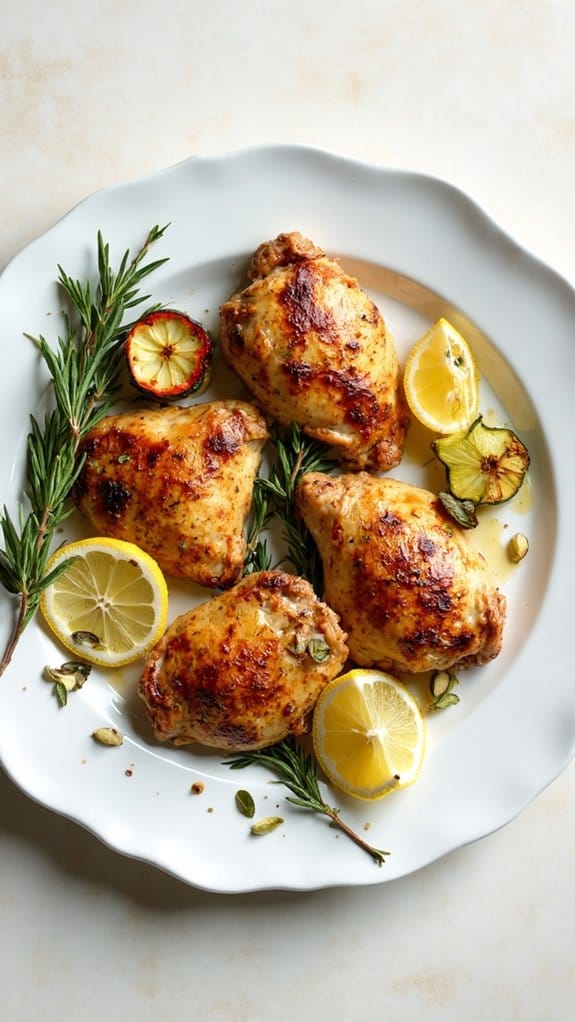 herb infused roasted chicken thighs