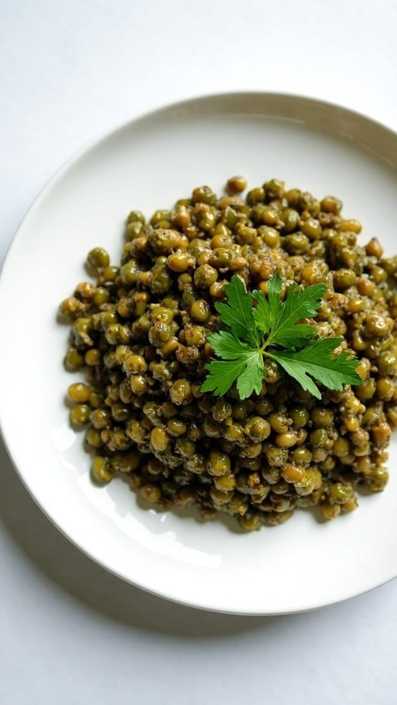 lentils infused with garlic