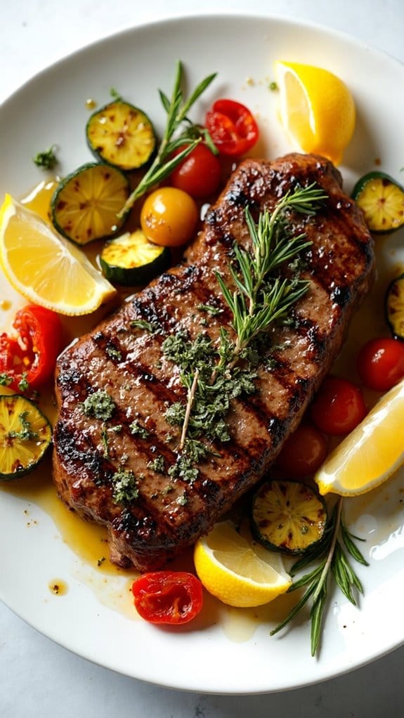 marinated steak with olive oil