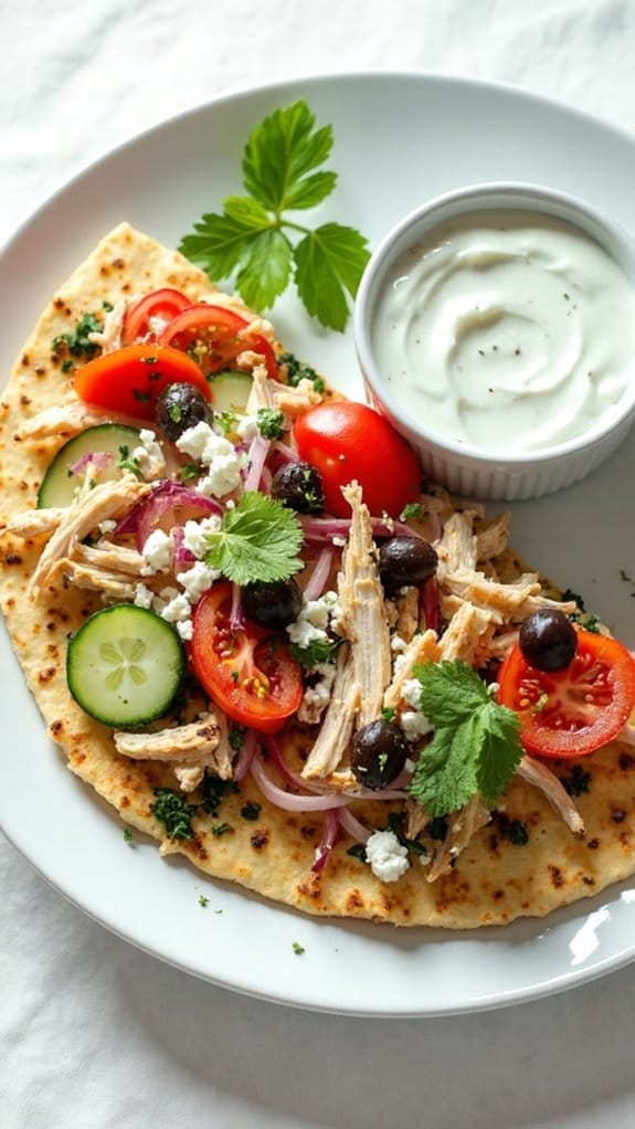 mediterranean inspired chicken flatbread