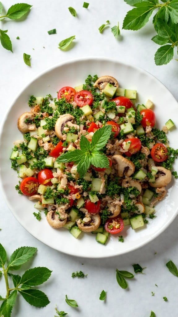 mushroom infused middle eastern salad