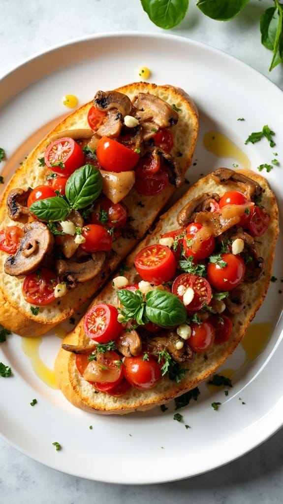 mushroom topped tomato appetizer