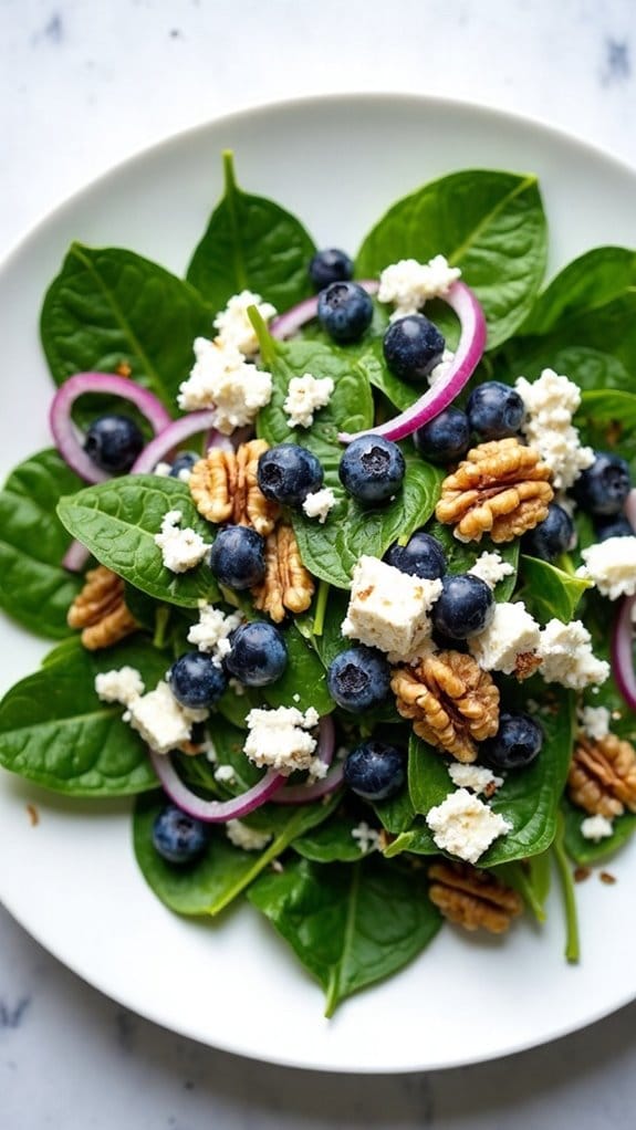 nutritious blueberry spinach salad