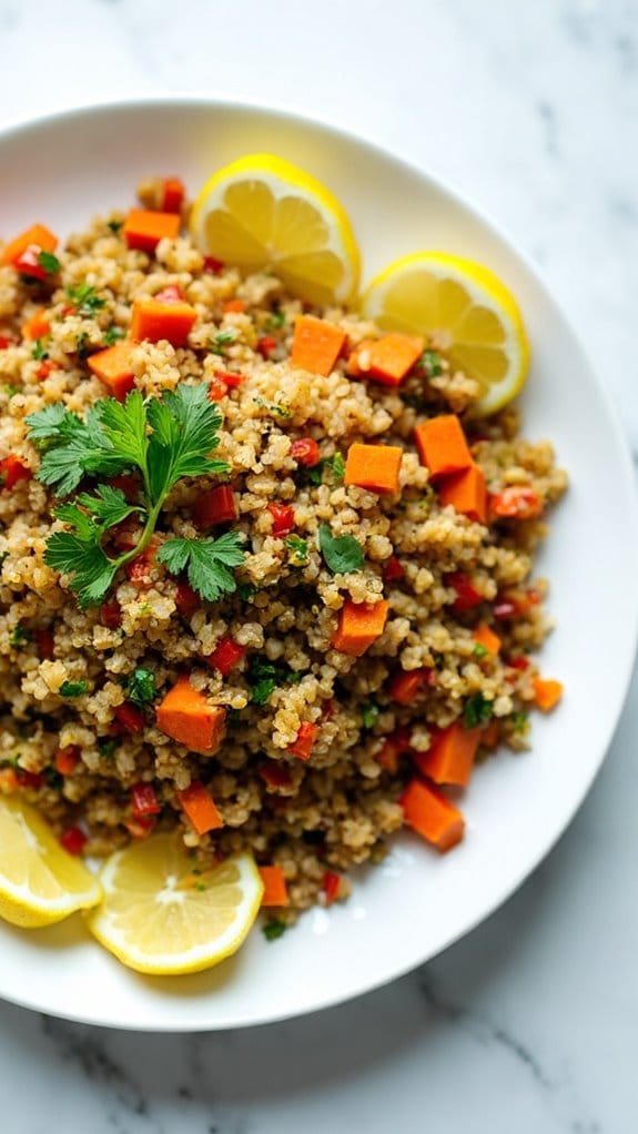 nutritious lentil quinoa bowl