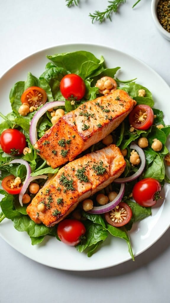 nutritious salmon chickpea dish