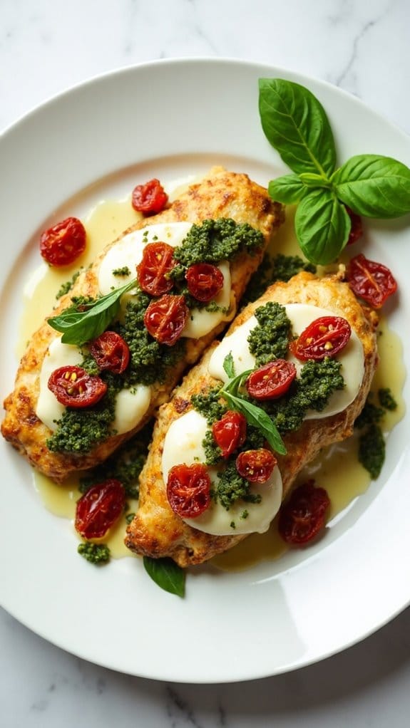 pesto chicken with tomatoes