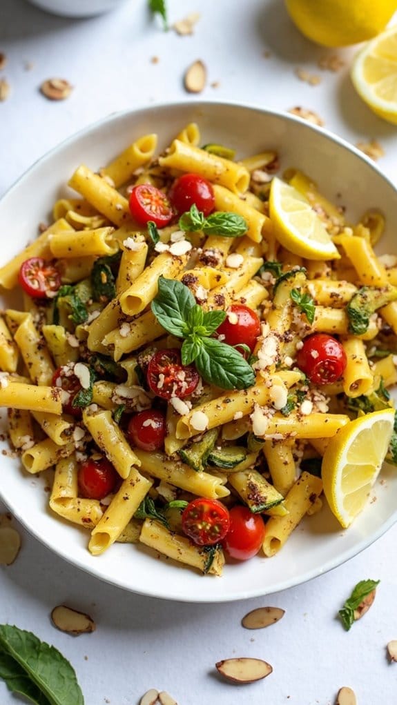 roasted vegetable almond pasta