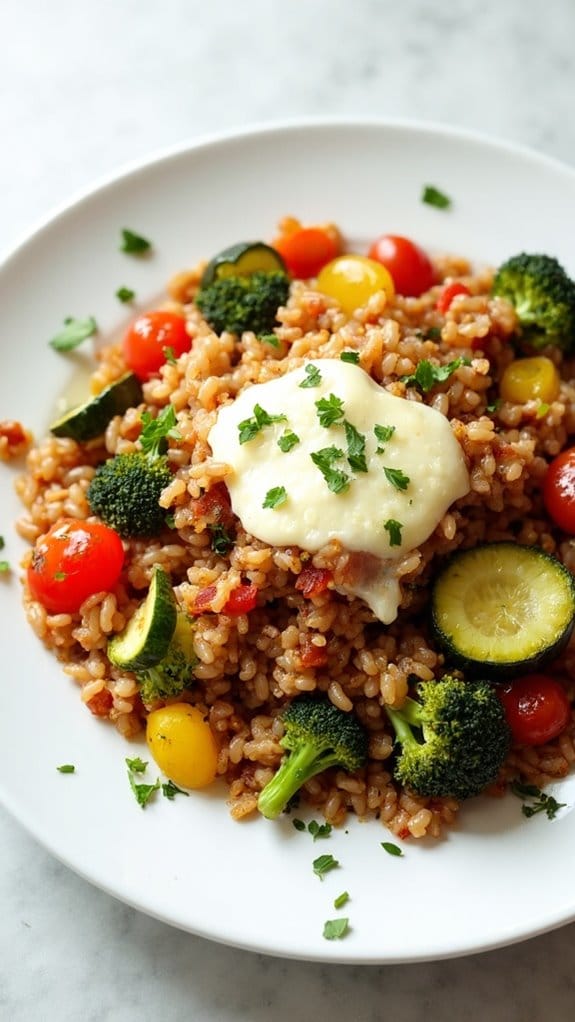 roasted vegetable rice casserole