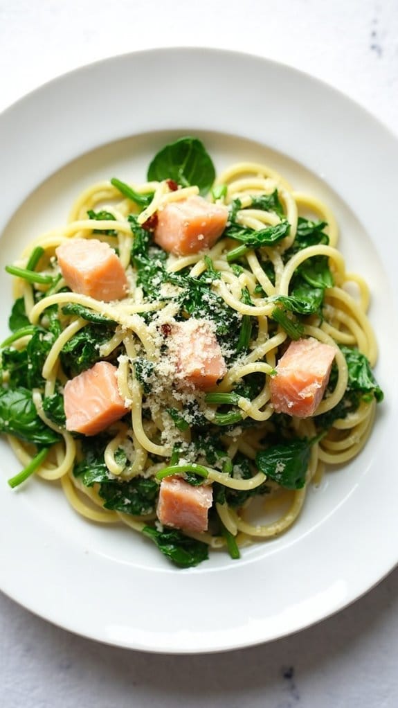 salmon and spinach dish