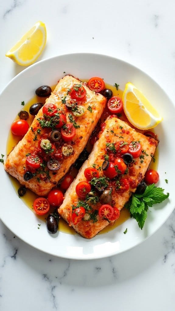 salmon baked with olives