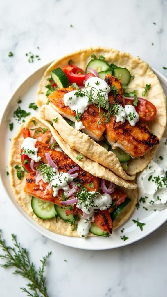 salmon filled pita wraps