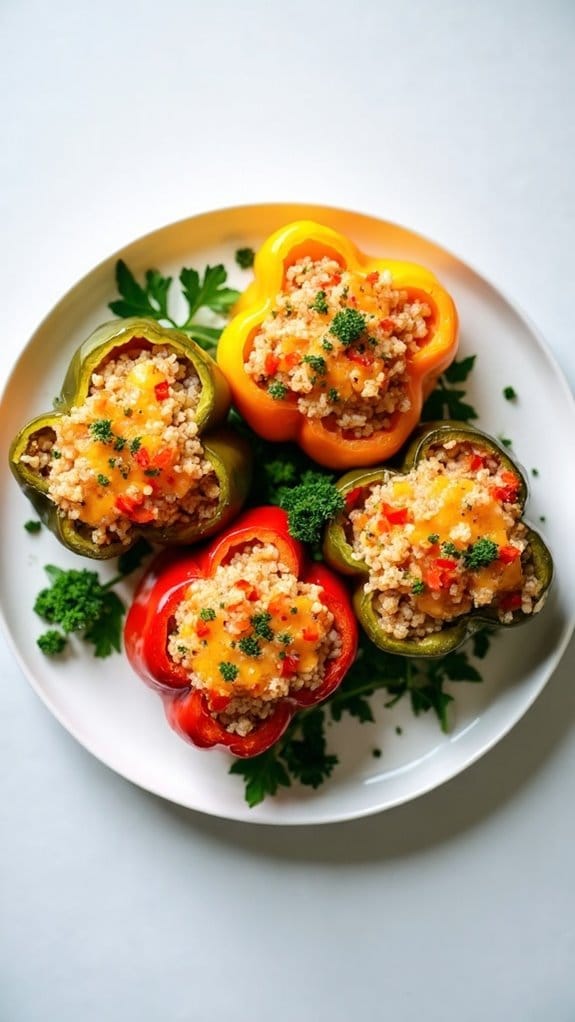 salmon quinoa stuffed peppers