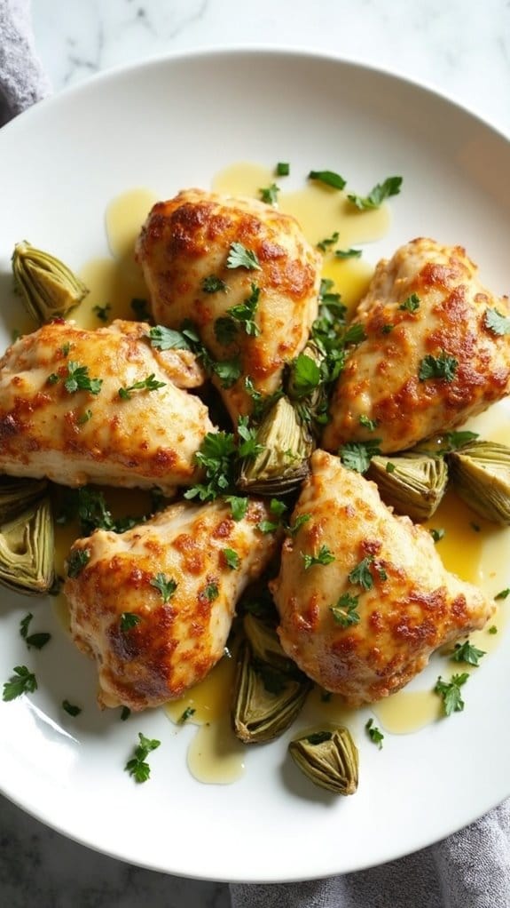 savory chicken with artichokes