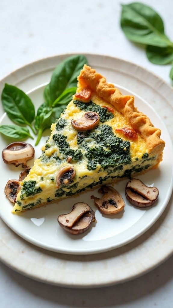 savory spinach mushroom quiche