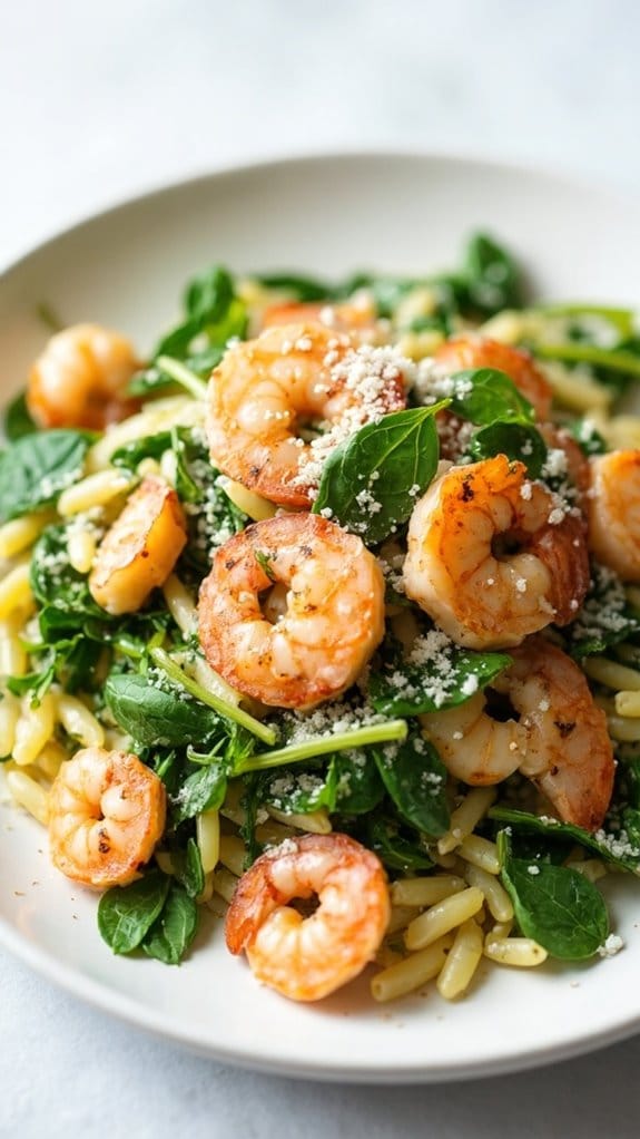 shrimp and spinach pasta dish