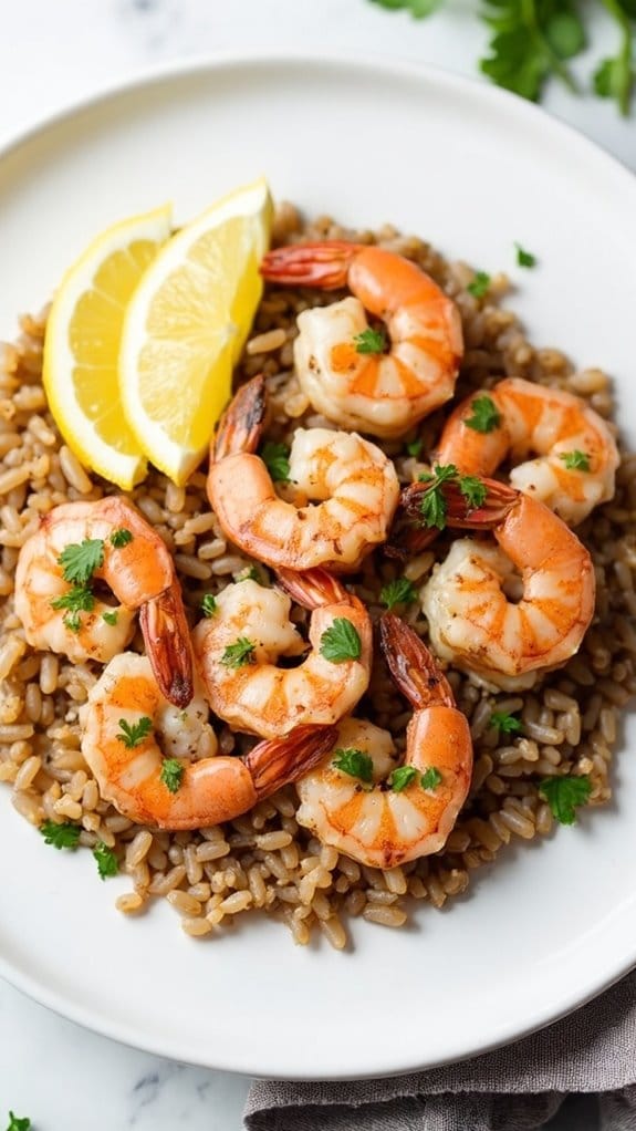 shrimp served with rice