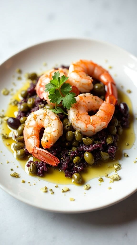 shrimp with olive tapenade