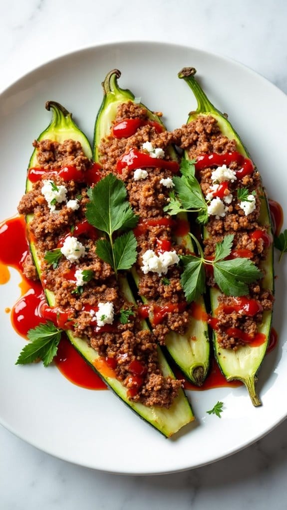 stuffed zucchini with beef