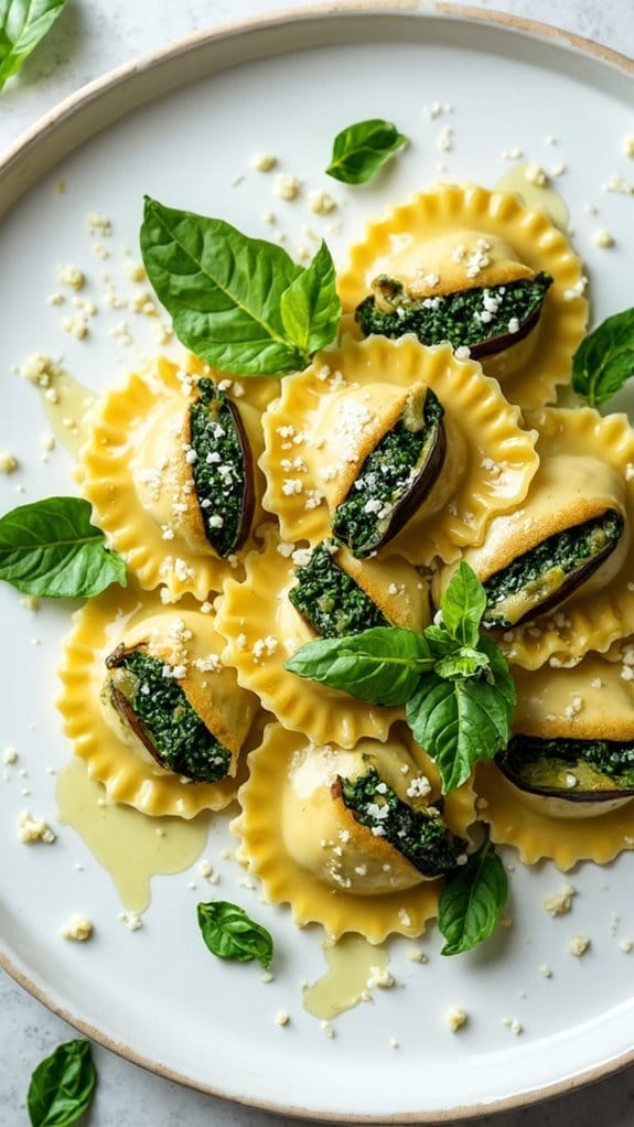 vegetarian ravioli with spinach