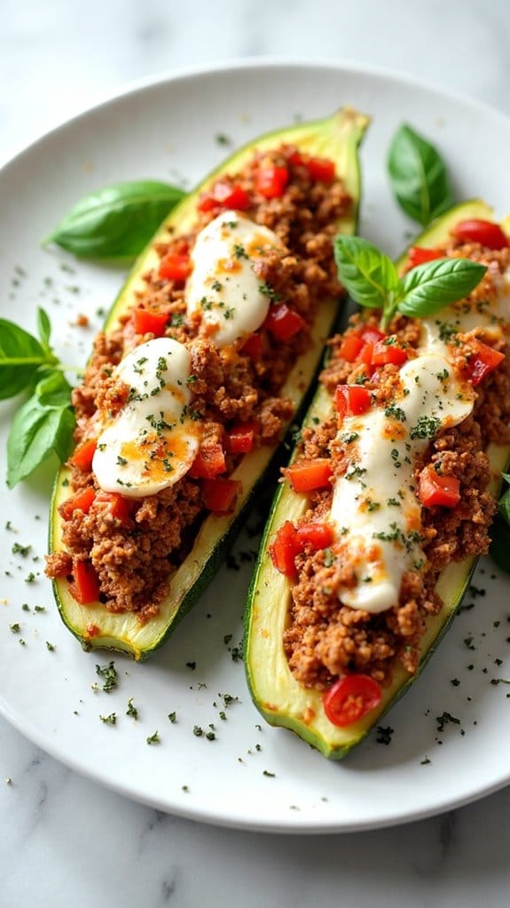 zucchini filled with ingredients